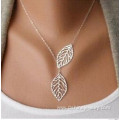 Gold Single Chain Leaf Pendant Choker Link Chain Necklace